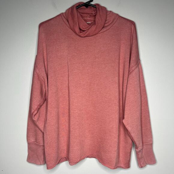 aerie Tops - AERIE Women's Turtleneck Sweatshirt Maroon/Pink Oversized M Boxy Cozy Comfycore